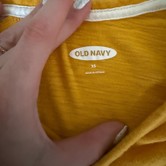 Yellow Long Sleeve Shirt with White Stripes - Picture 2 of 2